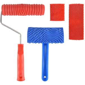 TLILY Wood Grain Tools, 4Pcs Roller Painting Tools Texture Pattern with Handles Tool Paint,For Wall Room TLILY Wood Grain Tools, 4Pcs Roller Painting Tools Texture Pattern with Handles Tool Paint,For Wall Room