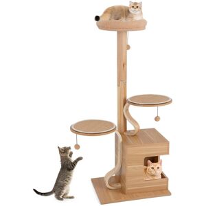 Costway - Wooden Cat Tree 129cm Tall Cat Tower Cat Climbing Gurniture w/ Cat Condo Costway - Wooden Cat Tree 129cm Tall Cat Tower Cat Climbing Gurniture w/ Cat Condo