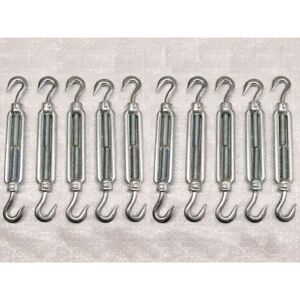 Securefix Direct - x10 M24 Galvanised Forged Straining Screw Hook And Hook - Caravan Turnbuckle Open Body Securefix Direct - x10 M24 Galvanised Forged Straining Screw Hook And Hook - Caravan Turnbuckle Open Body