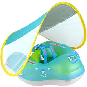 Baby Pool Float, Baby Swim Ring with Sunshade, Kids Swim Ring, Inflatable Swim Ring for Kids, Baby Pool Float for 3-12 Months 10-20 lbs - Ymyny Baby Pool Float, Baby Swim Ring with Sunshade, Kids Swim Ring, Inflatable Swim Ring for Kids, Baby Pool Float for 3-12 Months 10-20 lbs - Ymyny