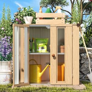 Yodolla - Garden Storage box Shed Small, Metal Cabinet cupboard Wooden-Patterned Tool Sheds with 2 Windows, Adjustable Shelves, and Double Doors Yodolla - Garden Storage box Shed Small, Metal Cabinet cupboard Wooden-Patterned Tool Sheds with 2 Windows, Adjustable Shelves, and Double Doors