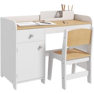 Zonekiz - Kids Desk and Chair Set for Ages 3-6 Years w/ Storage Drawer - White Zonekiz - Kids Desk and Chair Set for Ages 3-6 Years w/ Storage Drawer - White