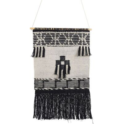 Beliani LARKANA Beige Black Handwoven Wall Hanging - Wall Decor Beliani LARKANA Beige Black Handwoven Wall Hanging - Wall Decor