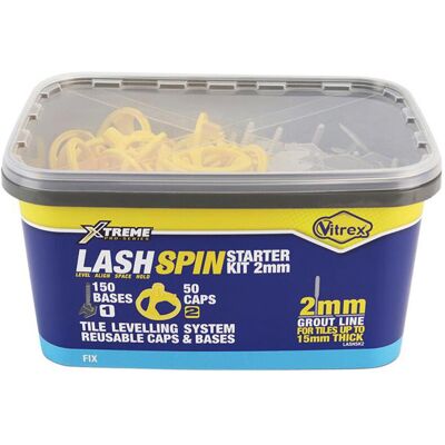 Vitrex LASHSPIN Tile Levelling Starter Kit 2mm - 150 Bases & Caps Vitrex LASHSPIN Tile Levelling Starter Kit 2mm - 150 Bases & Caps