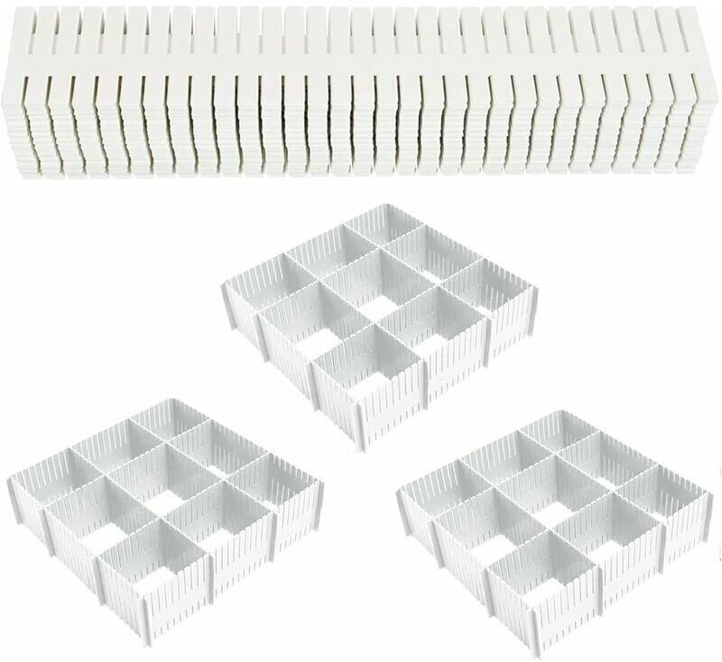 Dewdat - 24 pcs,Drawer Divider Grid, Adjustable Drawers for Plastic Drawer Dividers for Underwear, Socks, Belts, Office Supplies, Drawer Organizer