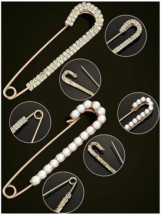 Hoopzi - 4 Pieces of Woman's Brooches Sweater Brooches and Shawl Brooches with Crystal and Faux Pearl, 2 Styles