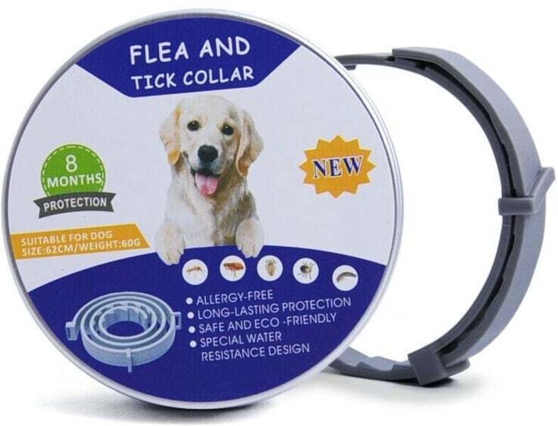 Sjqka - Adjustable Anti-Flea and Tick Collar for Dogs – Waterproof – 8 Months of Effective Protection – Natural Essential Oils