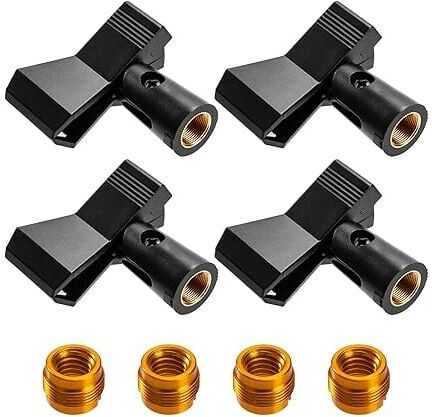 Alwaysh - Microphone Clip, Universal Microphone Holder, Adjustable Clip Mounts for Wireless Mic, 5/8 Male to 3/8 Inch Female Adapter for Lectures,