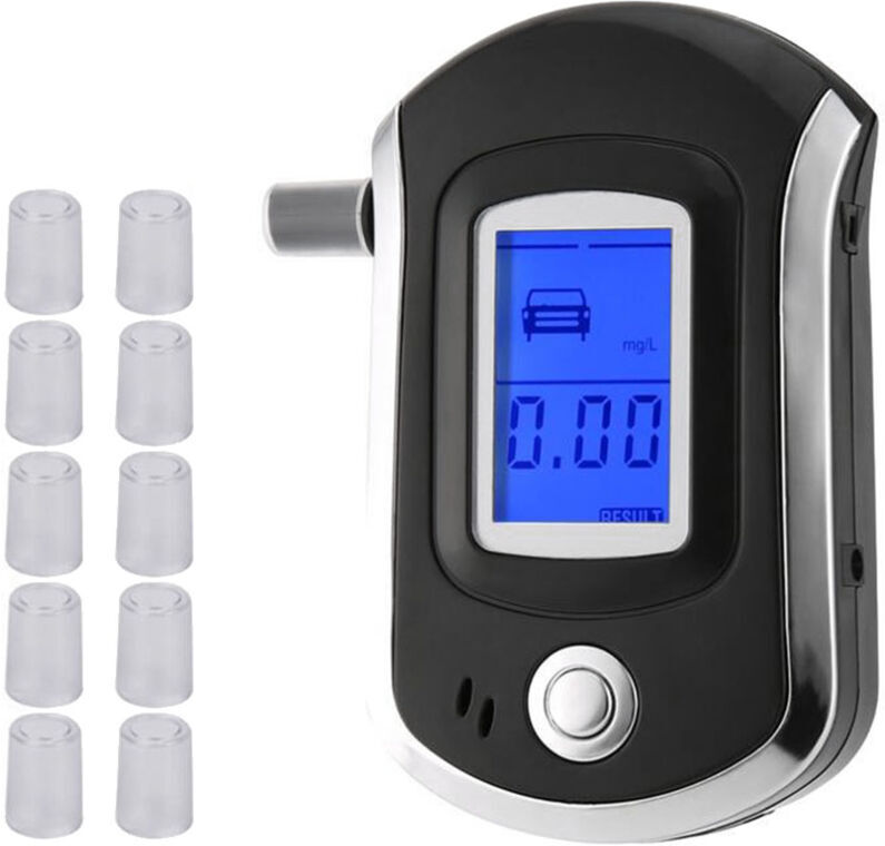 TLILY AT6000 Alcohol Tester with 10 Mouthpieces Professional Digital Breath Breathalyzer lcd Display Screen