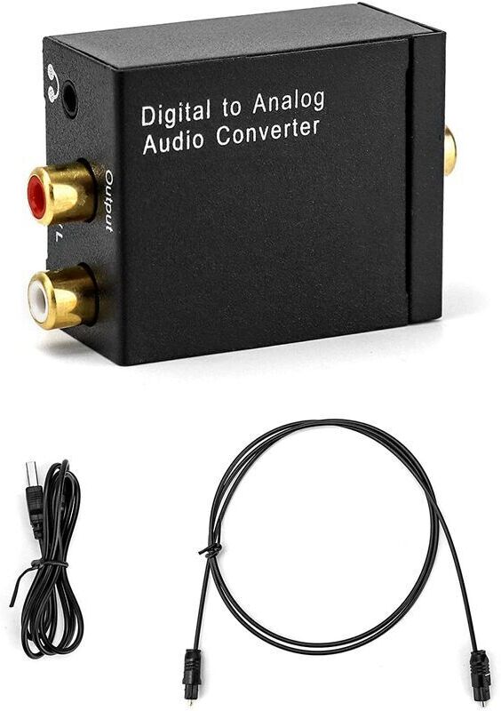 ROSE Dac Converter, Digital to Analog Audio Adapter rca l/r 3.5mm Stereo Headphone Output with Optical Cable for Headphones 360 hdtv dvd Blue Ray Sky hd tv