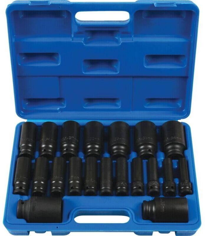 Tools Metric Deep Impact Socket Set 1/2''D Bi-Hex 12pt 20pc 6830 - Laser