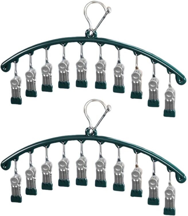 TLILY Legging Organizer for Closet, Swivelable Metal Pants Hangers, Yoga Hangers Space Saving Closet Green