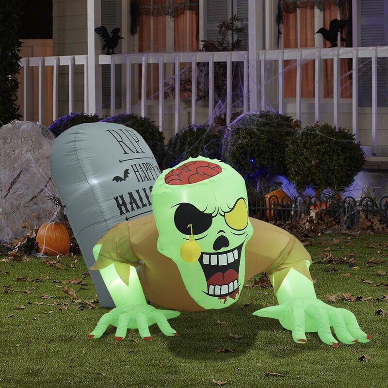 LIVINGANDHOME Zombie Tombstone Halloween Inflatable with Lights