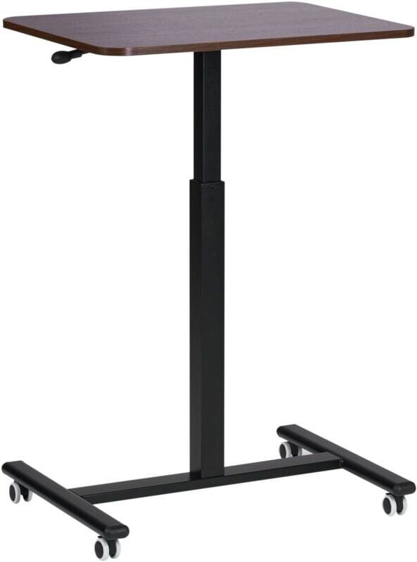 Beliani - Manually Adjustable Mobile Standing Laptop Desk Modern Office 65 x 48 cm Dark Wood Steel Frame Academia