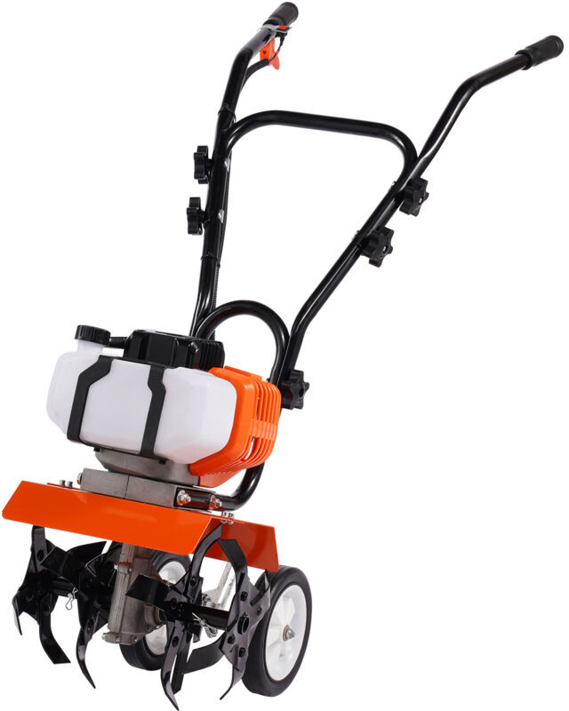 Mophorn - 43CC 2-Stroke Gas Powered Tiller Cultivator, 4 Steel Adjustable Tines for Lawn, Garden & Field Soil Cultivation, Durable, Versatile,