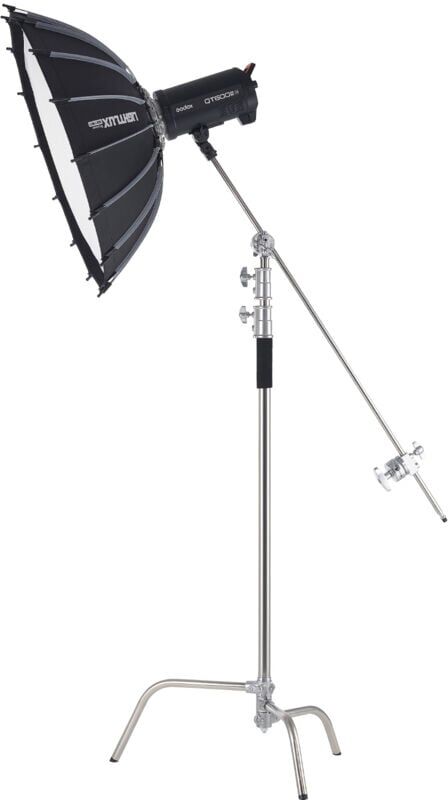 Mophorn C Stand with Boom Arm - Max Height 10.83 ft/330 cm. Stainless Steel Heavy - Duty Photography Light Stand, 4.8 - 9.8 ft Adjustable, 2 Grip Head