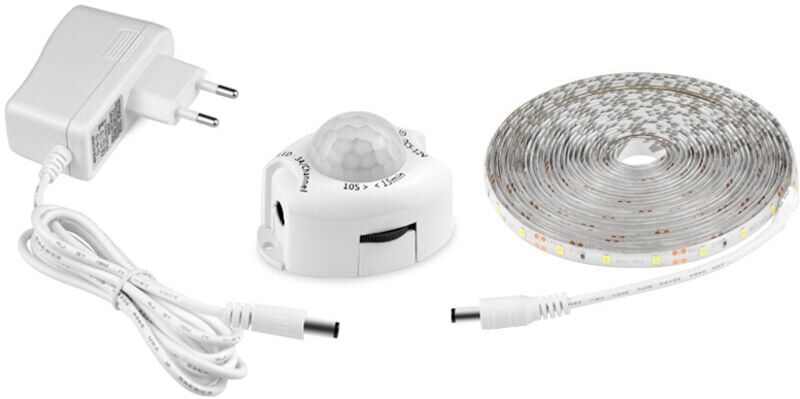 BEIJIYI Motion Sensor LED Strip Light, Self-Adhesive Flexible LED Strip Light, IP65 Waterproof with 12V Power Supply, Light Bar for Bedrooms, Living Rooms,