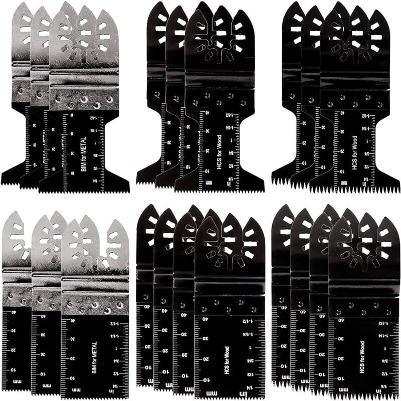 Memkey - Oscillating Multi Tool Saw Blade - 6 Types of Heavy Duty Oscillating Saw Blades - Quick Release Universal Fit - for Metal, Wood, Plastic,