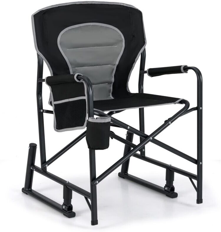 Costway - Outdoor Rocker Camping Chair Portable Foldable Rocking Chair-Black