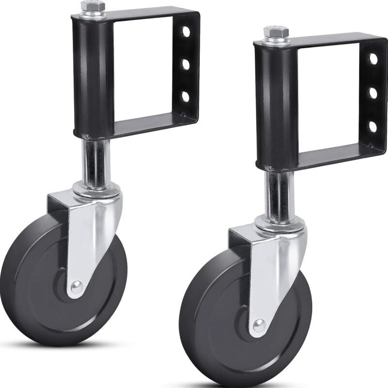 BEIJIYI Pack Spring Loaded Gate Wheels, Aging Resistant Rubber with Universal Mounting Plate, 100kg Capacity, 100mm