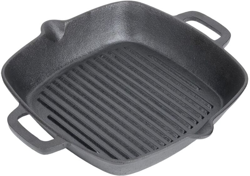 LIVINGANDHOME Pre-Seasoned Cast Iron Grill Pan with Dual Handles