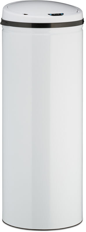 Relaxdays - 50 l Sensor Bin, Round Stainless Steel Wastebasket, Electric Lid, Automatic, Large, HxD: 80 x 30 cm, White