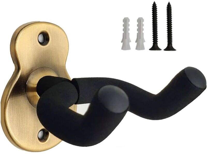 Sollbry - Guitar Wall Mount, 2 Pack Secure and Stylish Guitar Hanger, Wall Hook for Acoustic Electric Bass Guitar (2 Pack) Bronze