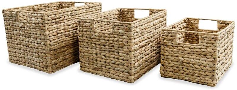 Storage Basket Set 3 Pieces Water Hyacinth Vidaxl
