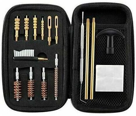 AIPERQ Universal cleaning kit for .22, .357, .38, 9mm, .45 caliber pistols, including bronze brushes and a brass adapter.