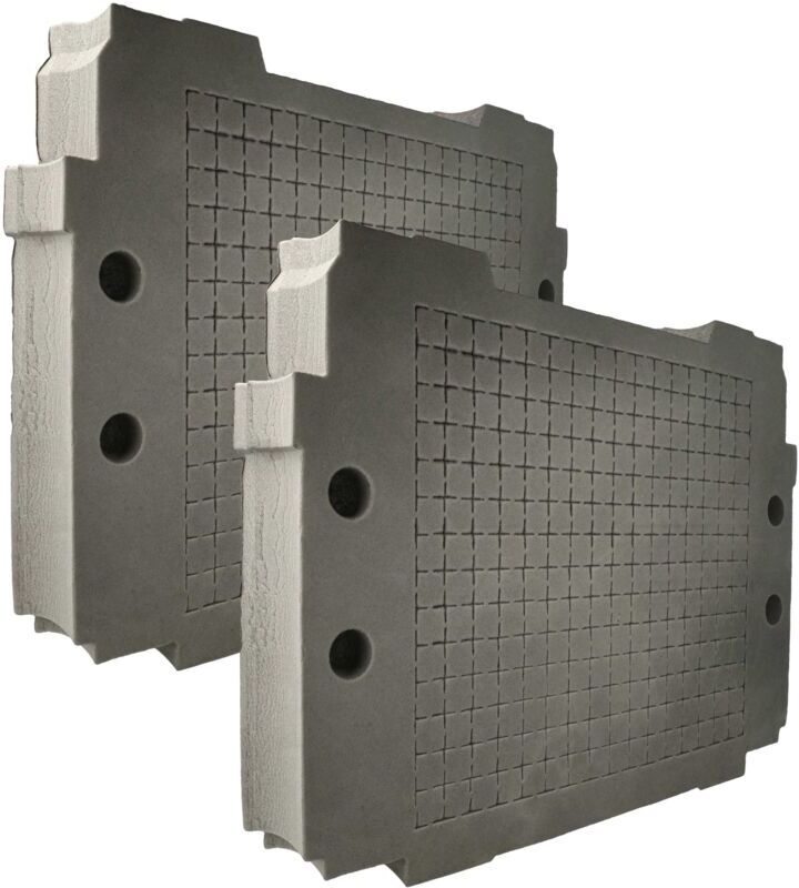 vhbw 2x Hard Foam Insert compatible with Hitachi Hit Case I-IV Toolbox - Customisable, Adaptable Foam Anthracite-Grey