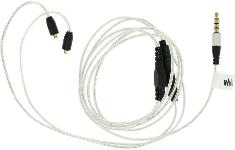 Vhbw - Audio aux Cable compatible with Westone am Pro 10, am Pro 20, am Pro 30, ES10, ES20 Headphones - Audio Cable, 3.5 mm Jack, 120 cm Silver