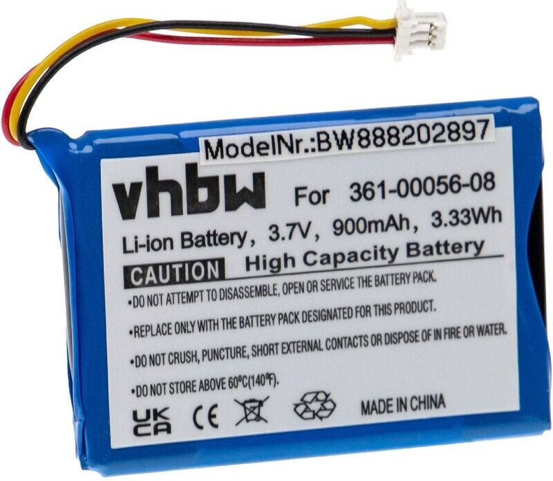 Vhbw - Replacement Battery compatible with Garmin DriveSmart 5, 50 lmt-d, 51 lmt-d eu, 55, 61 lmt-s gps Navigation System Sat Nav (900mAh, 3.7V,