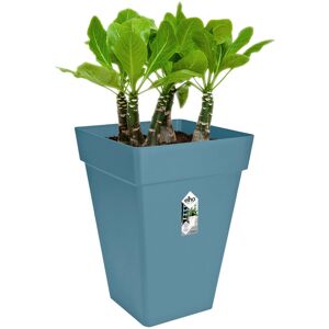 Elho Plant Pot Flower Pot Urban Loft Recycled Recyclable Plastic Blue Square Round Frost-Resistant eckig/19 Liter (de)