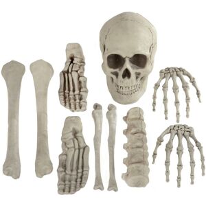 CACKLE & CO 10 Piece Skeleton Bones Set Halloween Graveyard Decoration Plastic Party Prop