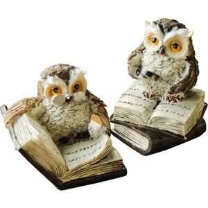 Pesce - 2 Pieces Owl Statues Decor,Owl Reading Book Figurine Cute Crafted Statue for Home Office Living Room Decoration, Animal Sculptures Collection