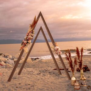 Luvodi - 2 Triangle Wedding Arch Backdrop Stand Wooden Arbor Garden Flower Rack Party Ceremony