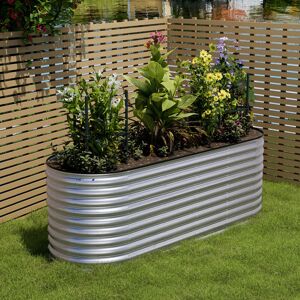 WARMIEHOMY 240cm Silver Oval Shaped Galvanized Steel Raised Garden Bed