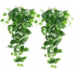 Hoopzi - 2pcs Artificial Green Hanging Split Leaf Leaves, for Wedding Garden Wall Decor (2pcs)