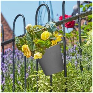 3x Smart Garden 15cm 6 Inch Fence Balcony Hanging Pot Basket Slate Grey Planter