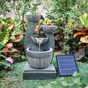 Livingandhome - Outdoor 4 Bowls Solar Light Fountain Water Feature