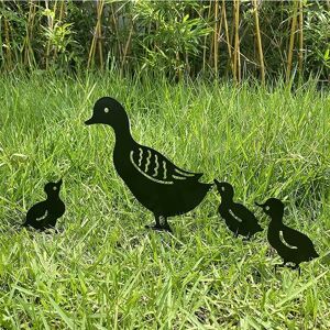 TINOR 4 Pack Metal Duck Shape Garden Stakes Animal Shaped Garden Stakes Decorative Outdoor Lawn Stakes Decorative Stakes for Decoration.