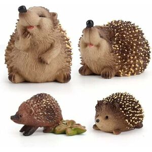 Héloise - 4 pcs Hedgehog - Garden Animal Outdoor Ornaments Decor Statue Micro Landscape diy Statue Family Miniature Dollhouse Garden Ornament