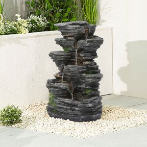 WARMIEHOMY 5 Tier Bowl Outdoor Solar Powered Water Fountain Rockery Decor with led Light