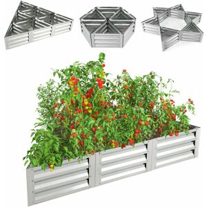 GYMAX 6 Pack Raised Garden Beds Triangular Galvanised Steel Garden Planter Box