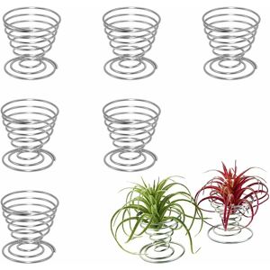 HÉLOISE 6 Pieces Air Plant Stands Air Plant Stand Mini Metal Geometric Holders Air Plant Vase Rack Tillandsia Planter Display Stands Base Silver