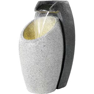 Kaemingk - 65cm Plug In Outdoor Stone Effect led Water Fountain Feature Garden Patio - Grey