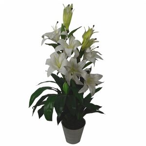 Leaf - 90cm (3ft) Artificial Lily Stargazer Style Lillies Plant Large Flowers White