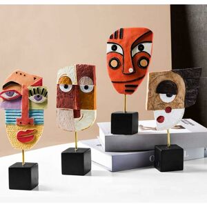 Pesce - Abstract Characters Crafts Ornaments Face Art Statue Sculpture Resin Handmade Carving Figurine Knick-Knack Home Office Bedroom Living Room