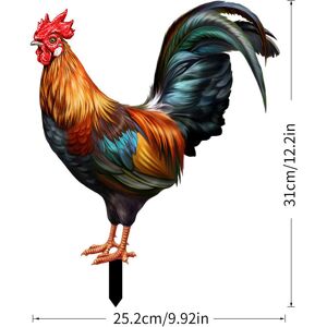 Alwaysh - 1pc Rooster Shaped Garden Stake - Acrylic Decoration - For Garden, Lawn