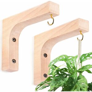 AlwaysH2 sets of hanging plant hooks, indoor plant hooks, wooden hanging basket hooks for indoor flower baskets, Wind lights for flower pots, flower